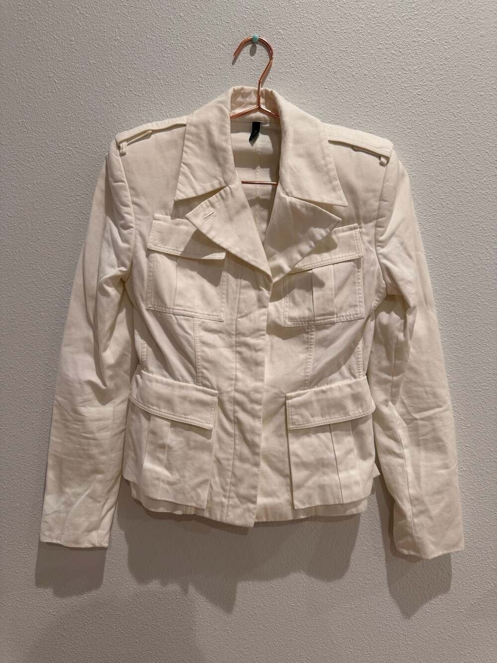 Gucci Tom Ford Era 2001 White Cotton Safari Military Utility Jacket